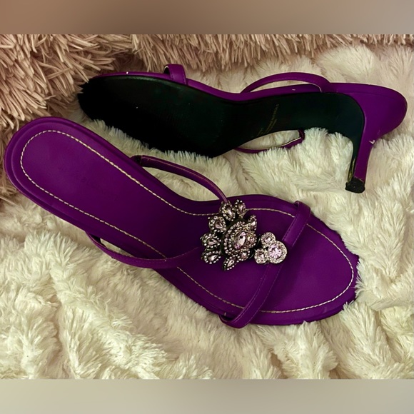 Jessica London Purple Crystal Heeled Sandals Size 11M RARE & HTF - Picture 4 of 16